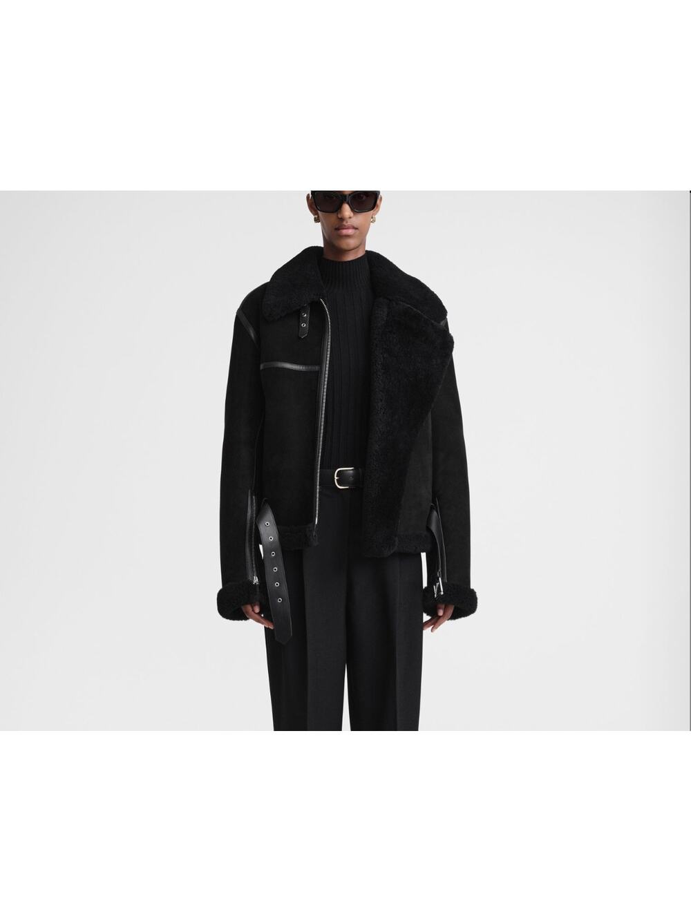 Toteme Shearling Aviation Jacket Black NWT